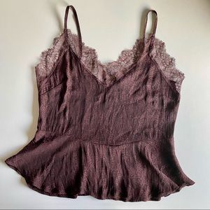 Paisley burgundy lace peplum tank